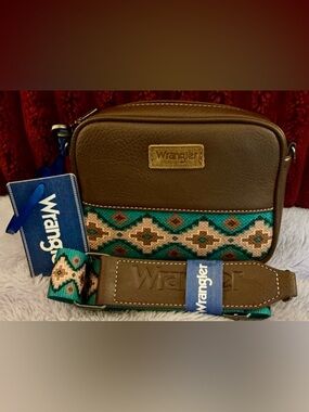 Wrangler Brown & Teal Southwestern Shoulder Bag